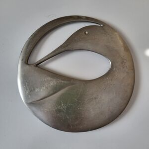 Vintage Ken Kantro Design Pewter Trivet Loon Bird